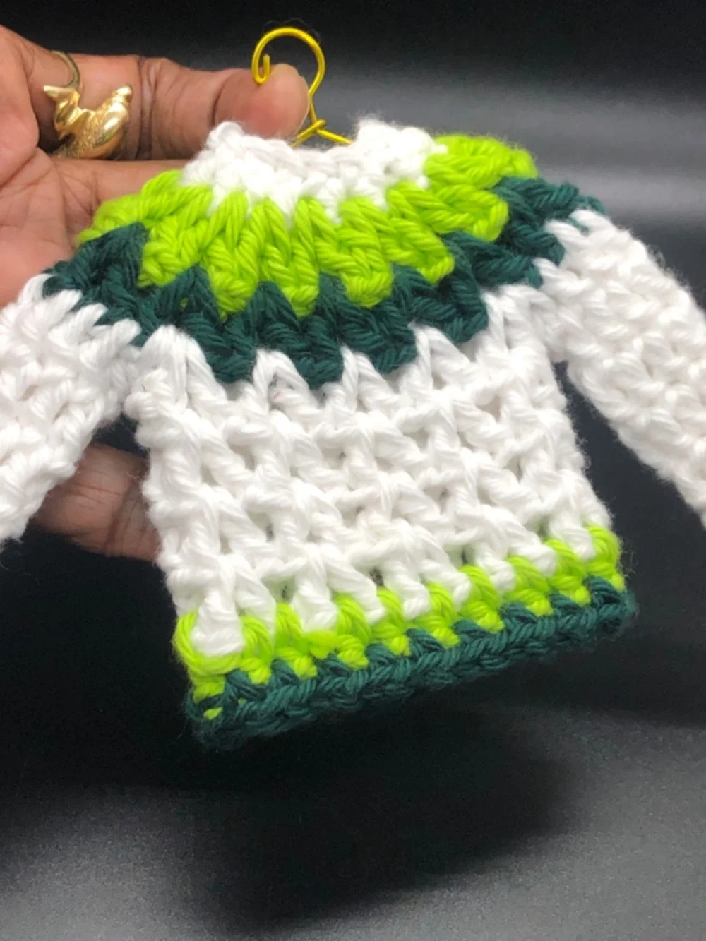 Mini Crochet Sweater Ornament, Gift Tag, Bag Accessory
